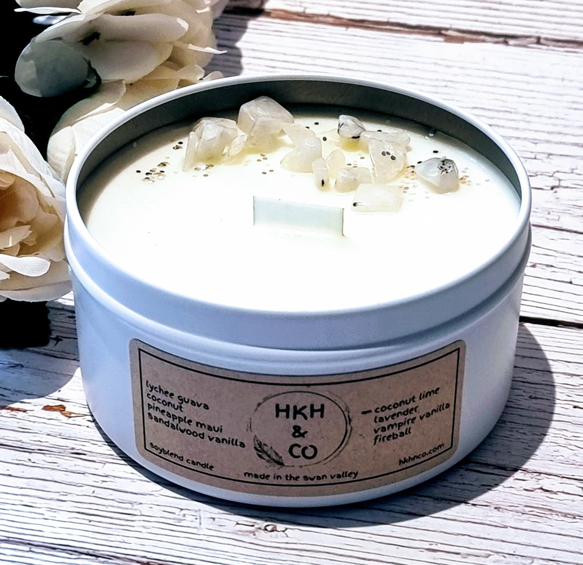 Travel Tin White | Scented Soy Wax Candles | Hkhnco
